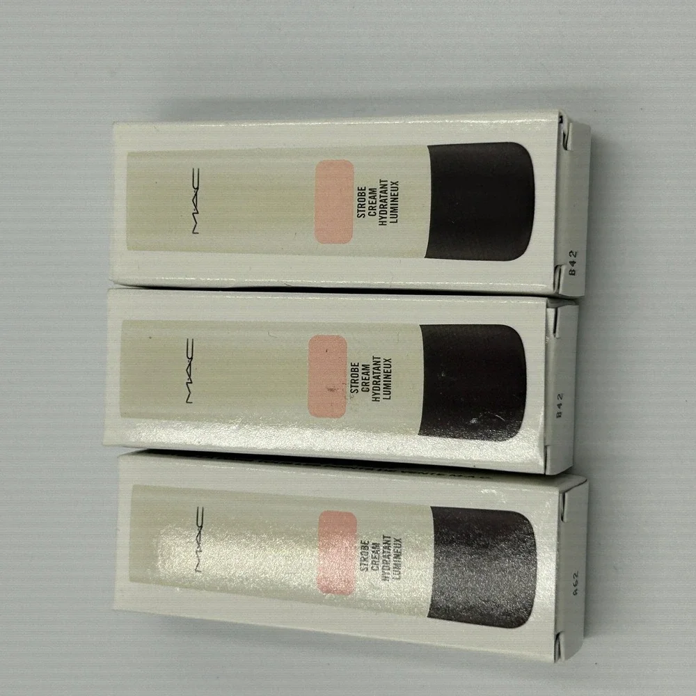 MAC Strobe Cream Unisex 0.2oz Pinklite New 3-Piece Travel Size Hydratant Set